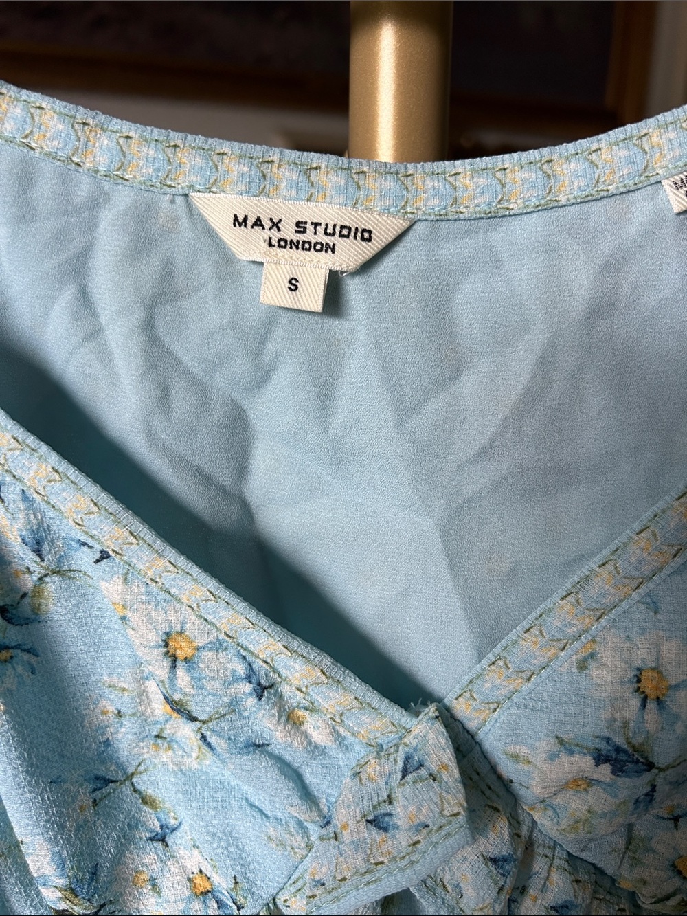 Cottagecore Max Studio Light Blue Floral Ruffle Maxi Dress - Picture 2 of 9
